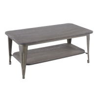 Lumisource TC-OR1936 ANE Oregon Industrial Coffee Table in Antique Metal and Espresso Wood-grain Pressed Bamboo